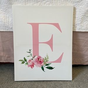 Wall Canvas Decor with ‘E’ and Floral Details
